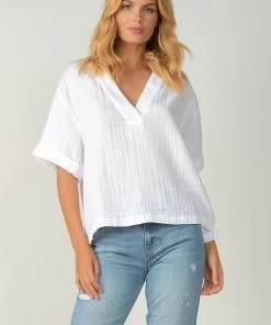 Wanderlust By Abby White V Neck Blouse NEW