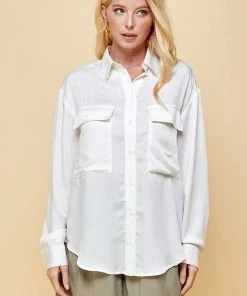 Wanderlust By Abby Pocket Collared Long Sleeve Top NEW 6 Wanderlust By Abby Pocket Collared Long Sleeve Top NEW