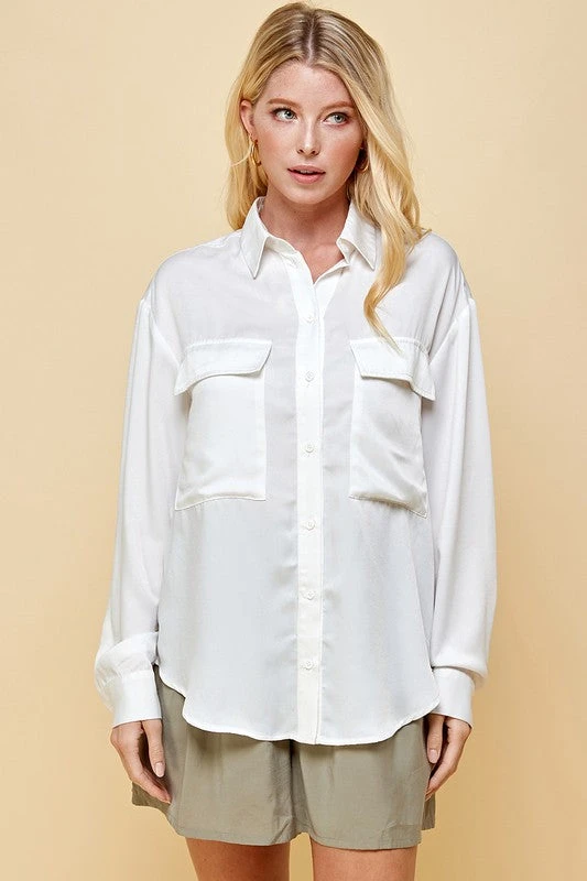 Wanderlust By Abby Pocket Collared Long Sleeve Top NEW 4 Wanderlust By Abby Pocket Collared Long Sleeve Top NEW